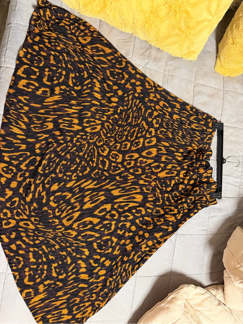 DKNY Black and Amber Leopard Print Skirt
